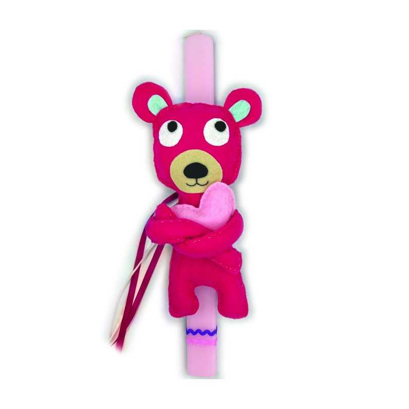 KIDS EASTER CANDLE FUCHSIA BEAR