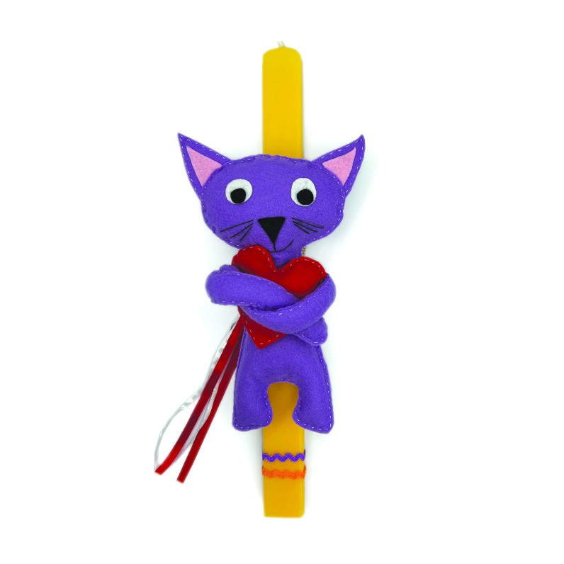 KIDS EASTER CANDLE PURPLE CAT