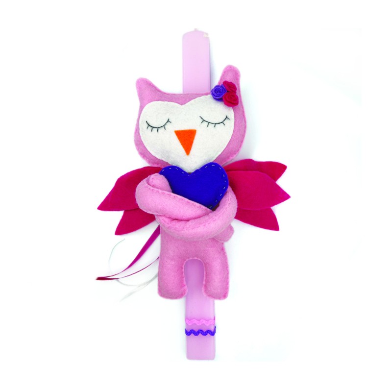 KIDS EASTER CANDLE PINK OWL